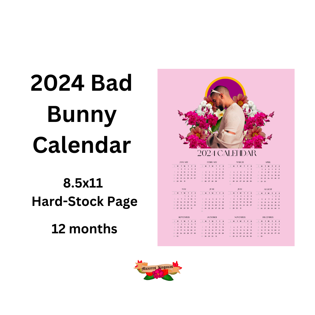 2024 Bad Bunny 1-Page Calendar in Pink