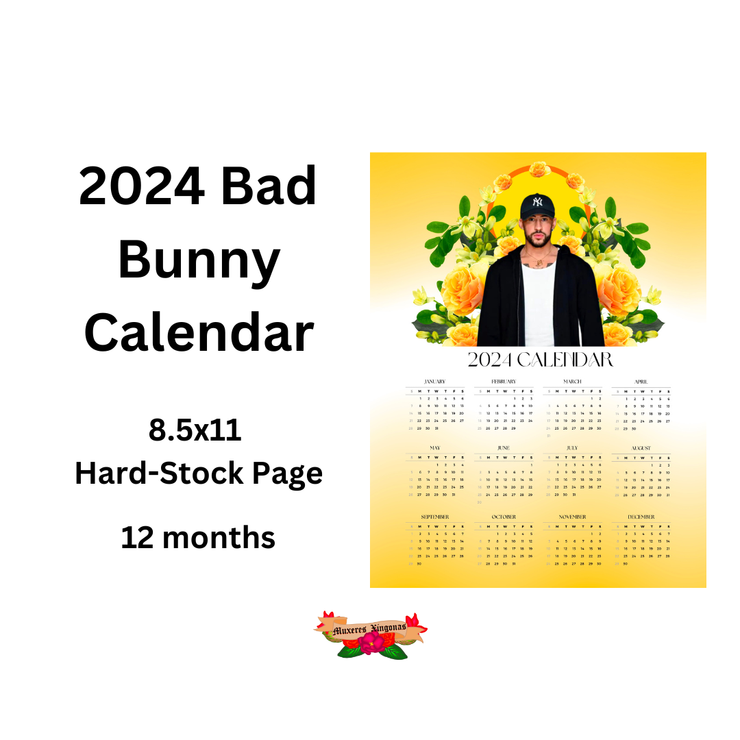 2024 Bad Bunny 1-Page Calendar in Yellow