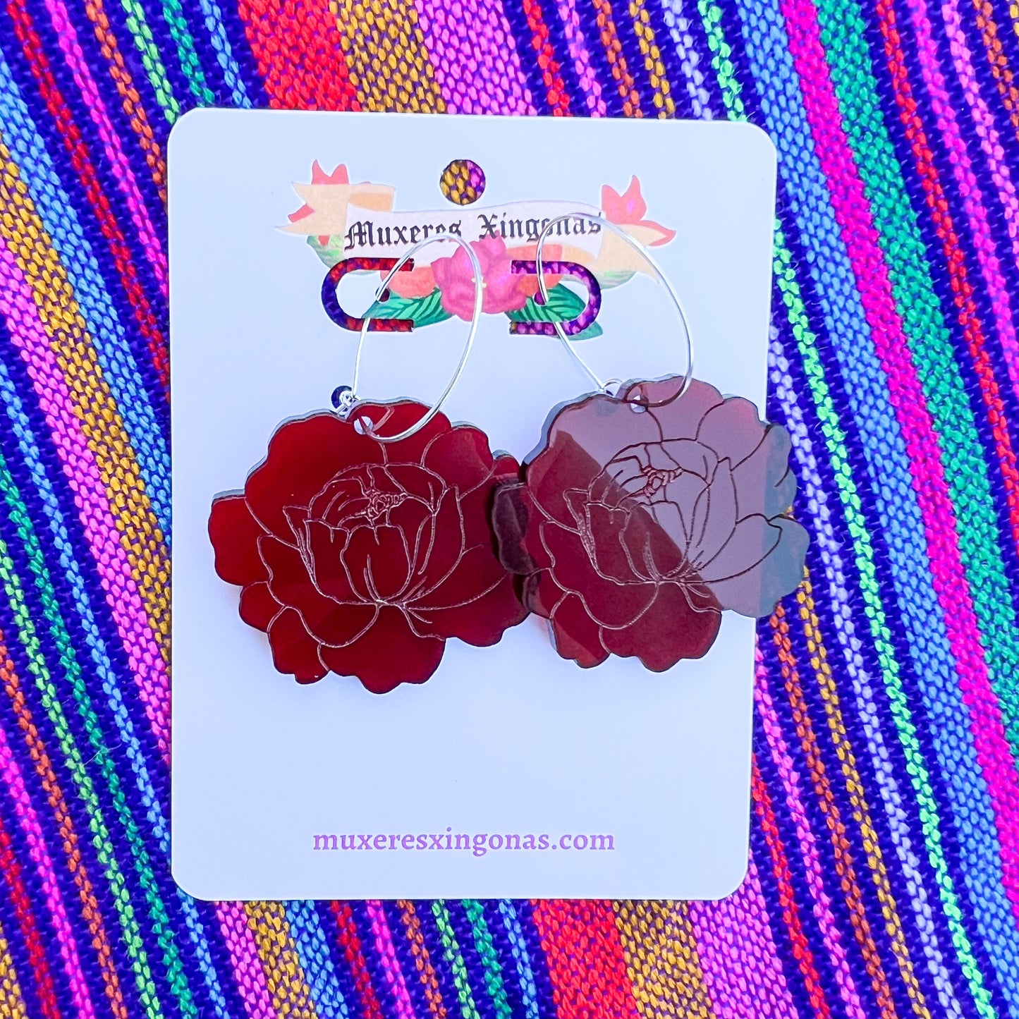 Translucent Ruby Red Rose Earrings